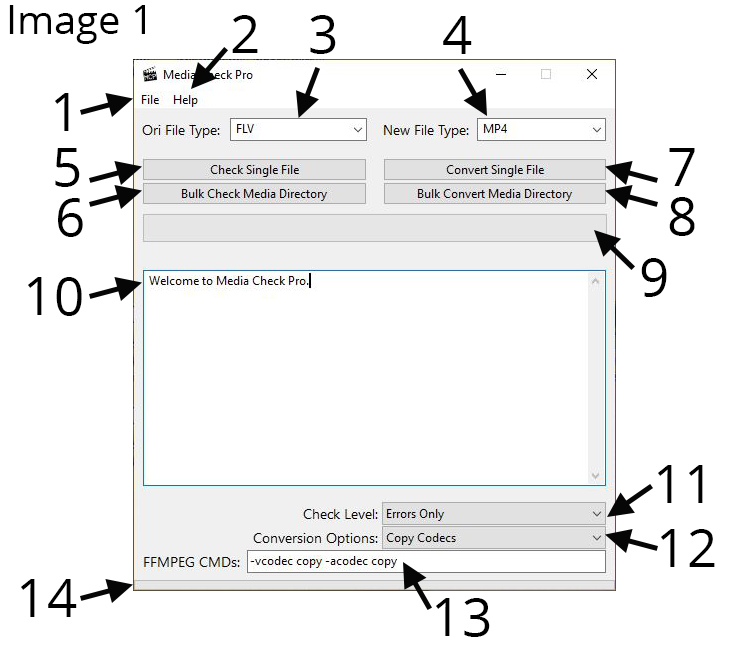 Labeled Screenshot of Media Check Pro